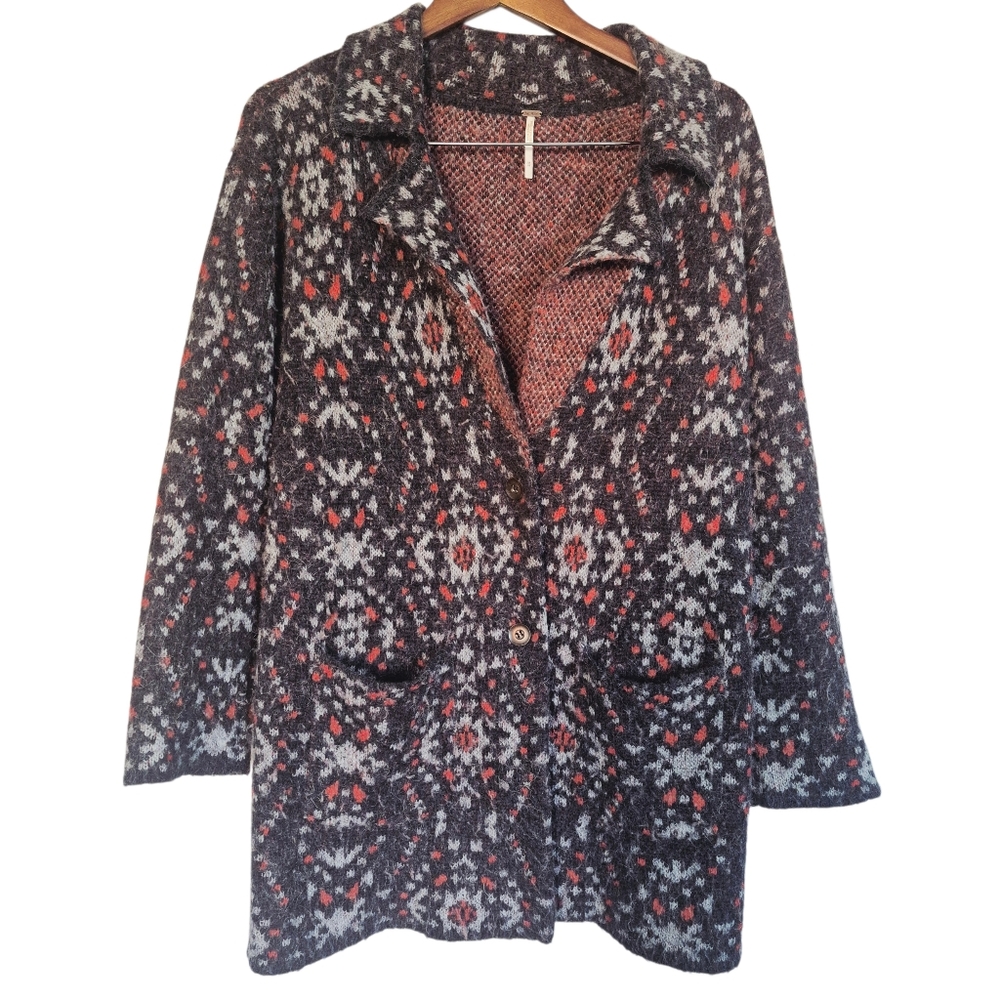 Free People Aztec Geo Sweater Jacket Alpaca Blend Medium